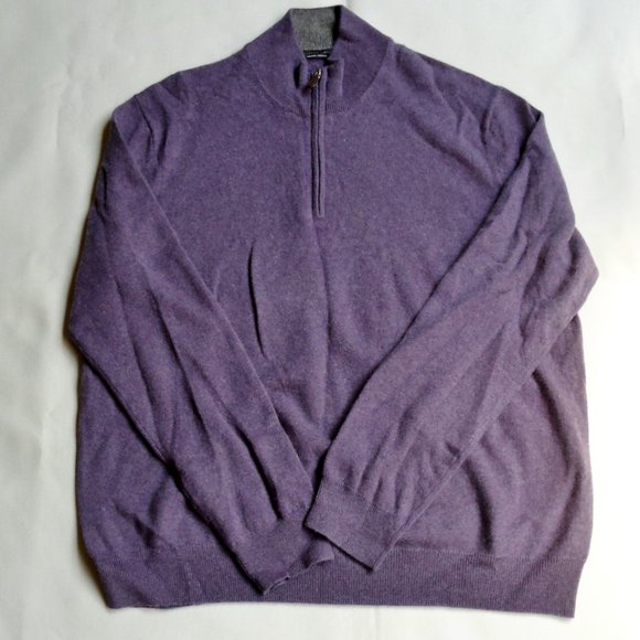 NEW Saks Fifth Avenue COLLECTION 1/4-Zip Mockneck Cashmere Pull-Over Sweater XXL - Picture 6 of 16